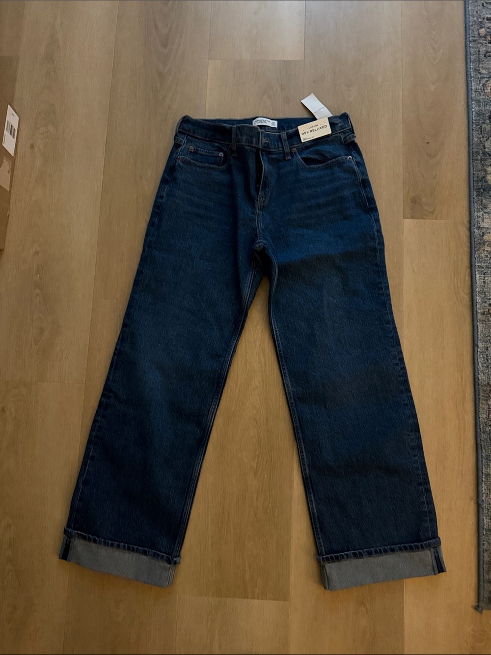 Abercrombie & Fitch Women's Dark Blue Relaxed Jeans